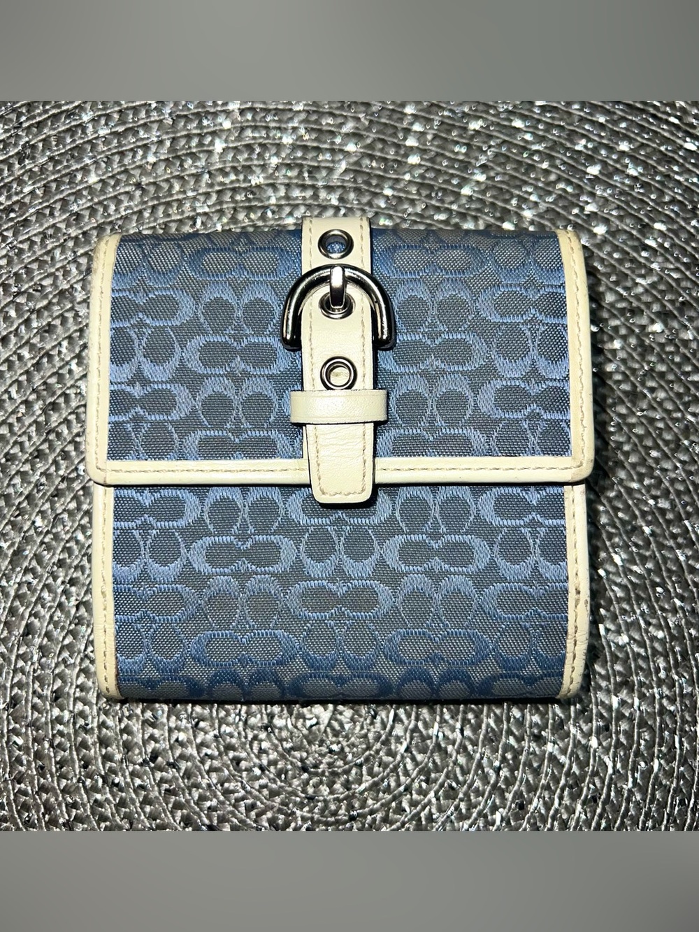 Y2K Coach Signature Soho Billfold Wallet in Blue